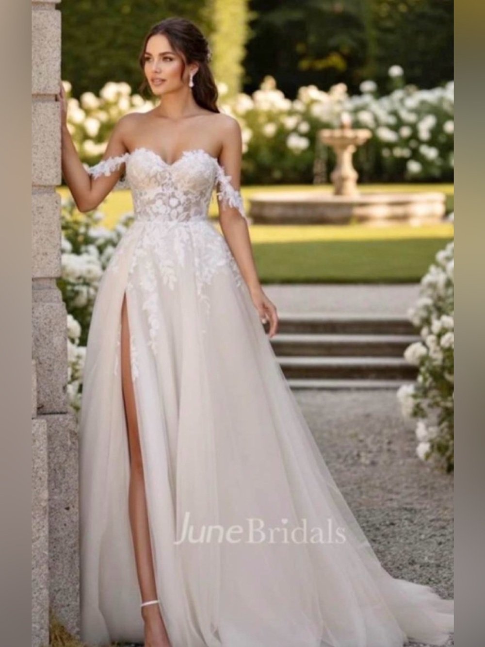 Off-Shoulder WHITE Lace A-Line Dress